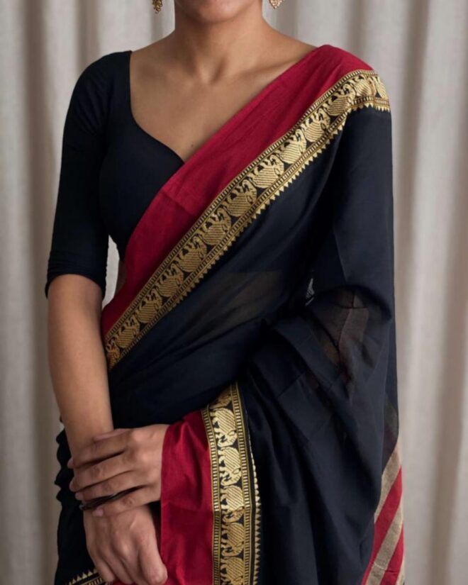 Traditional Mercerised Pure Cotton handloom Saree