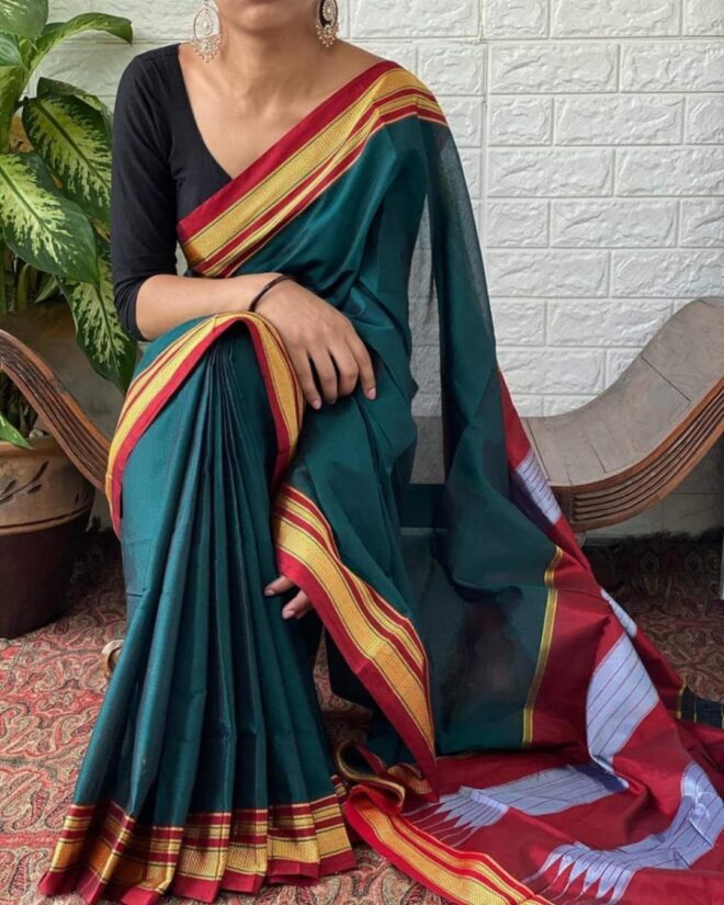 Traditional Narayanpet Pure Cotton handloom Saree