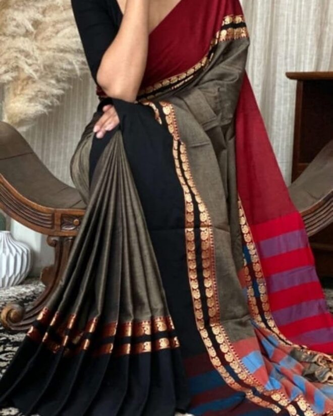 Narayanpet Pure Cotton Saree | Handloom |Broad Motif Borders