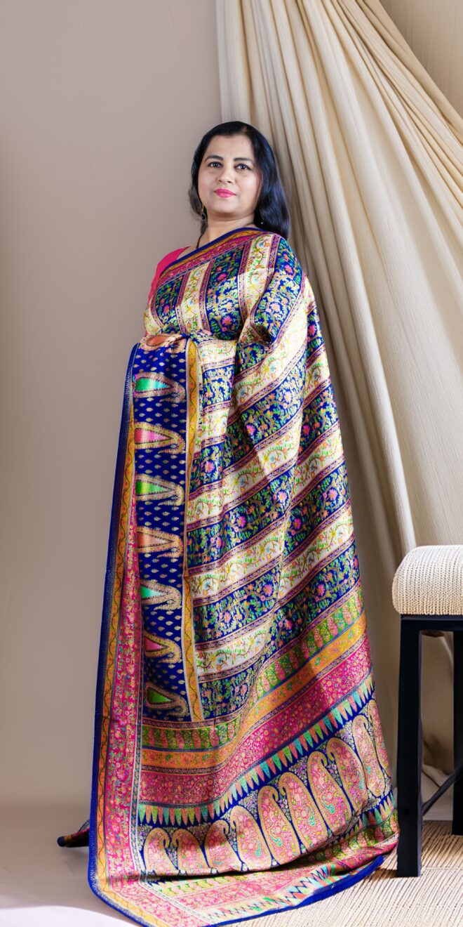 Designer Kashmiri Kani Silk Saree |Meenakari Floral Paisley