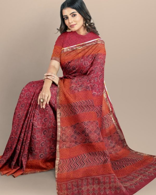 Casual Kota Doria Saree at Rs.1200/Piece in jaipur offer by Dosaya Bagru  Textiles