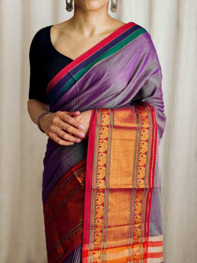 Narayanpet Mercerised cotton Saree |Broad motif border