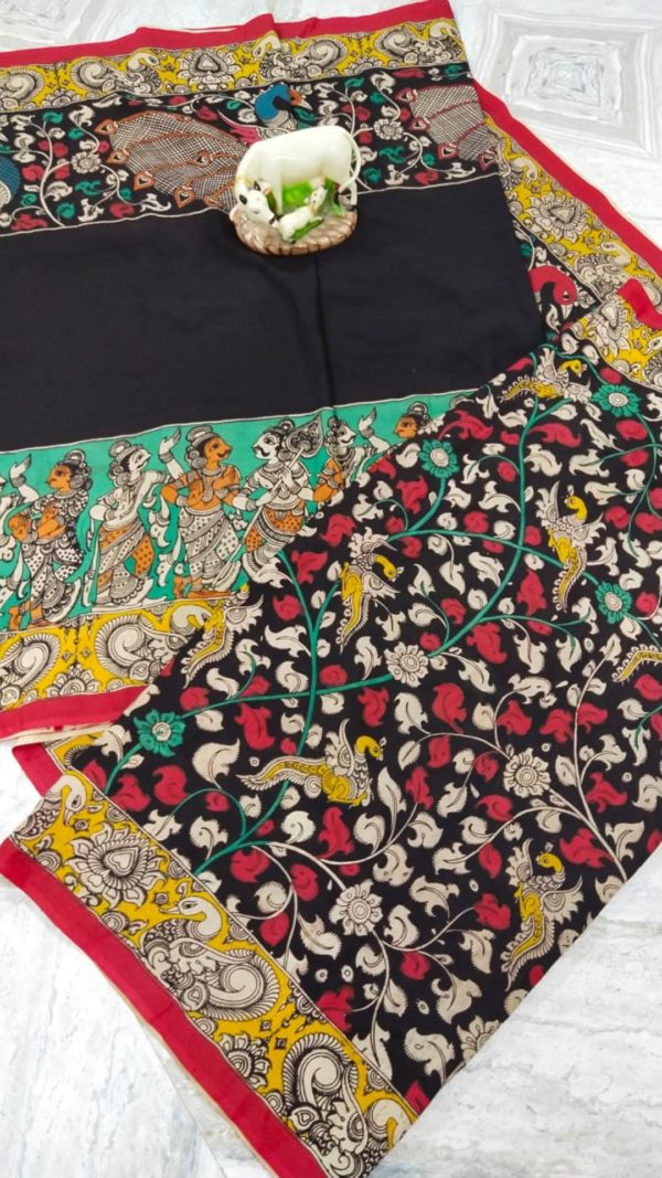 Dresses | Pure Kanchipuram Pen Kalamkari Ram Darbar Themed Saree With Hand  Painted Theme | Poshmark