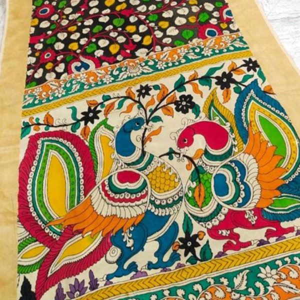 Kalamkari Sarees, Hand Painted Sarees, Pure Crepe Saree | Angad Creations