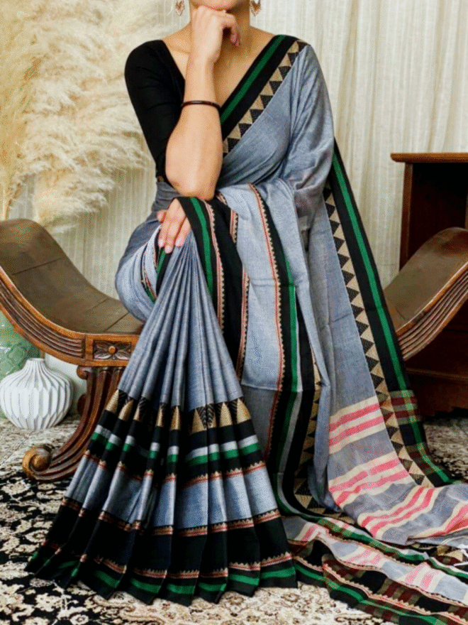 Narayanpet cotton saree | Dual tone border