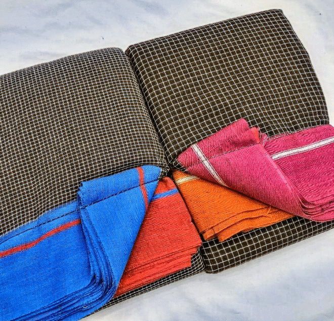 Patteda Anchu Pure Cotton handloom Saree | Dual tone border