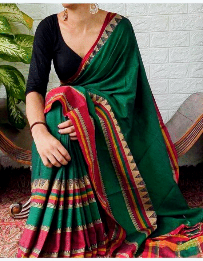 Narayanpet cotton saree|Dual tone border