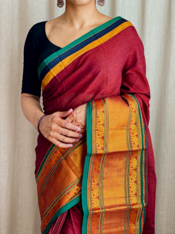 Buy Unnati Silks Green Pure Handloom Narayanpet Cotton Saree with  Unstitched Blouse online