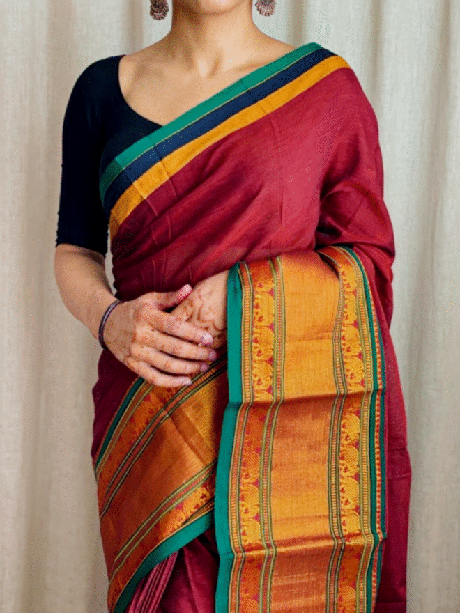 Narayanpet cotton Saree |Dualtone border