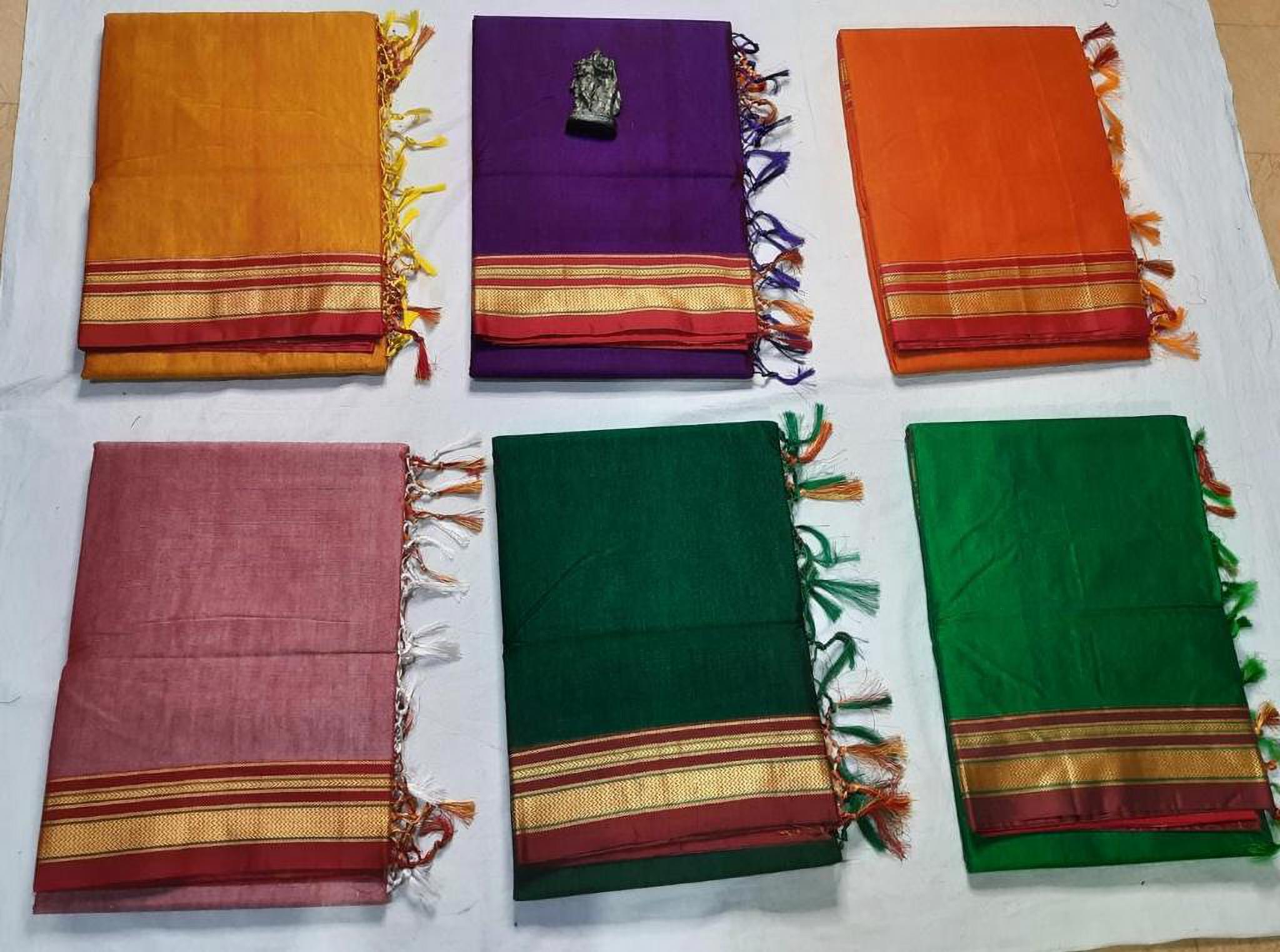 ORANGE HANDLOOM ILKAL SAREE. – TRARANG