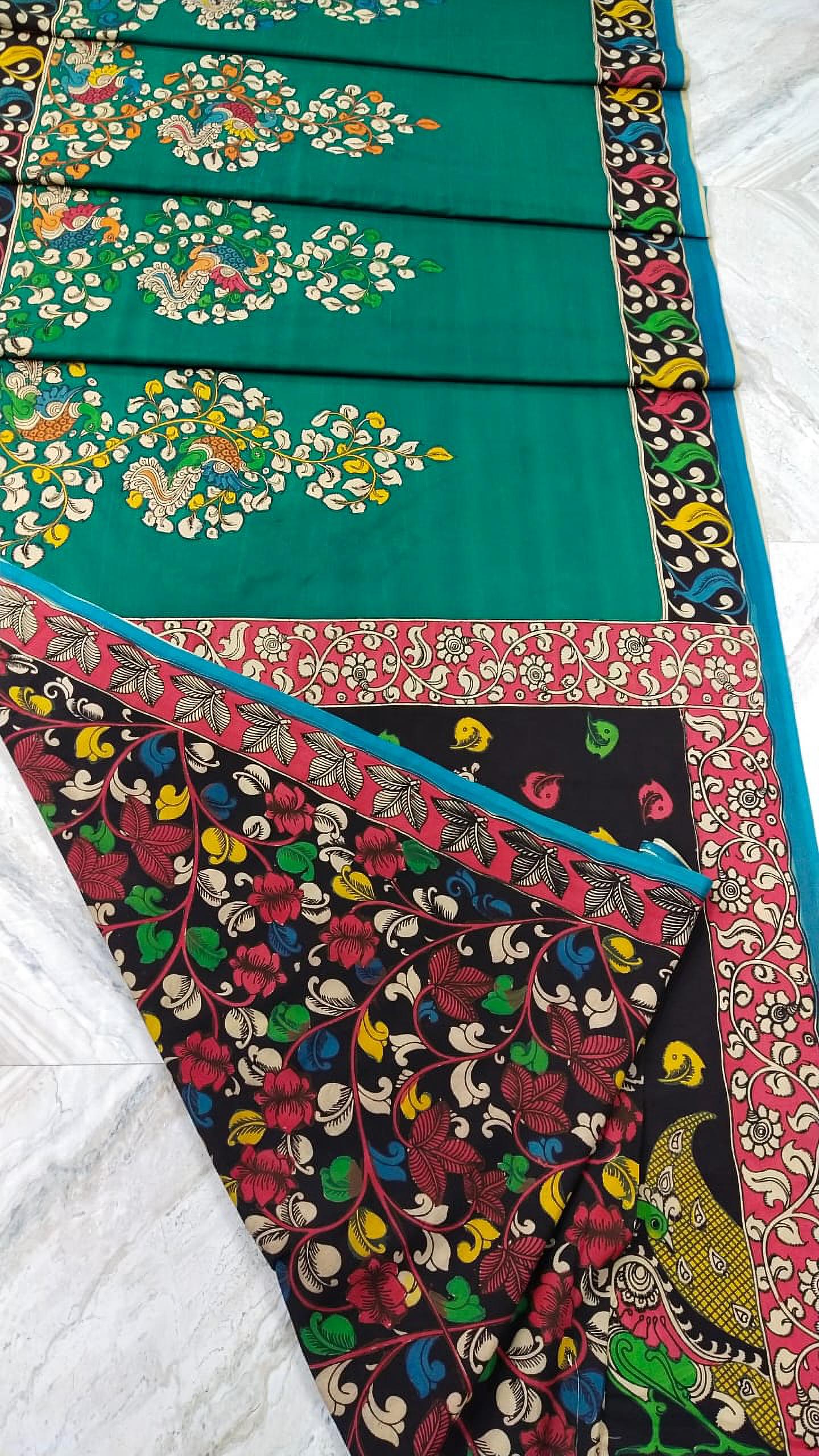 Handmade Pen Kalamkari saree |Chennuri Silk - Branded sarees